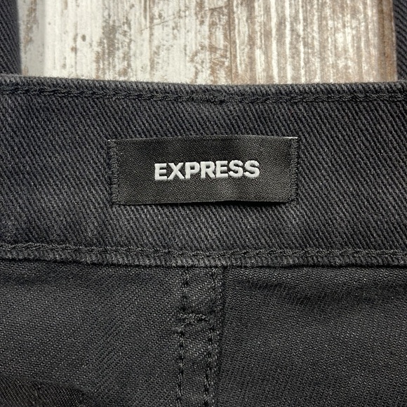 Express NWT Black Distressed Slim Super High Rise Jeans Size 00 - Picture 4 of 11